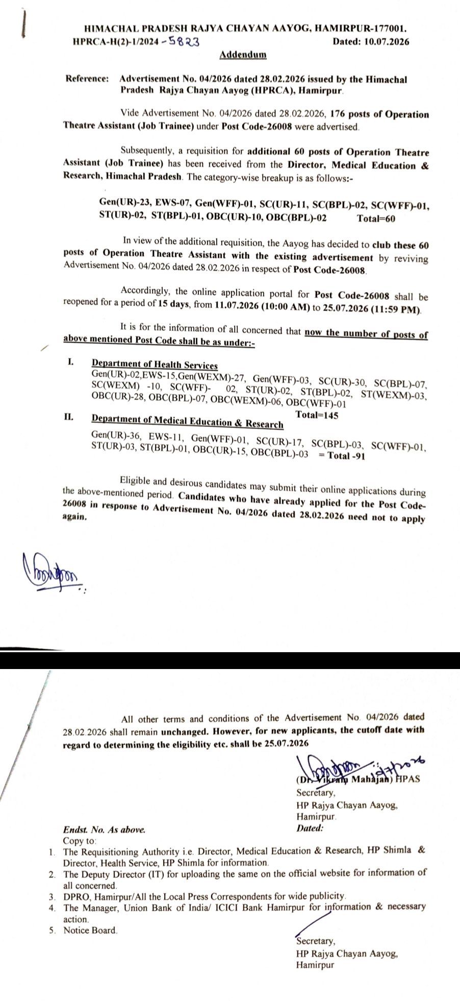 Himachal Health Department Recruitment