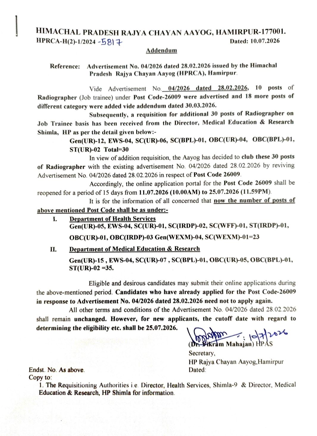 Himachal Health Department Recruitment