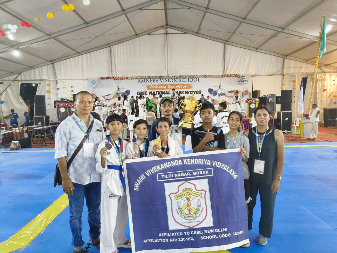 Gold and bronze medal won by three student of Moran in National Taekwondo championship organized by CBSE