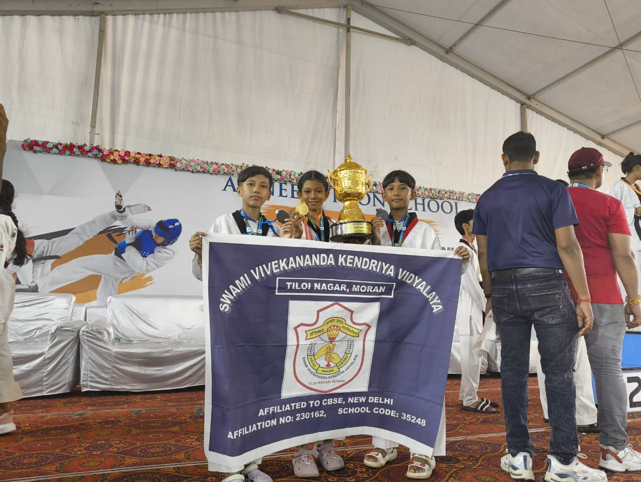Gold and bronze medal won by three student of Moran in National Taekwondo championship organized by CBSE