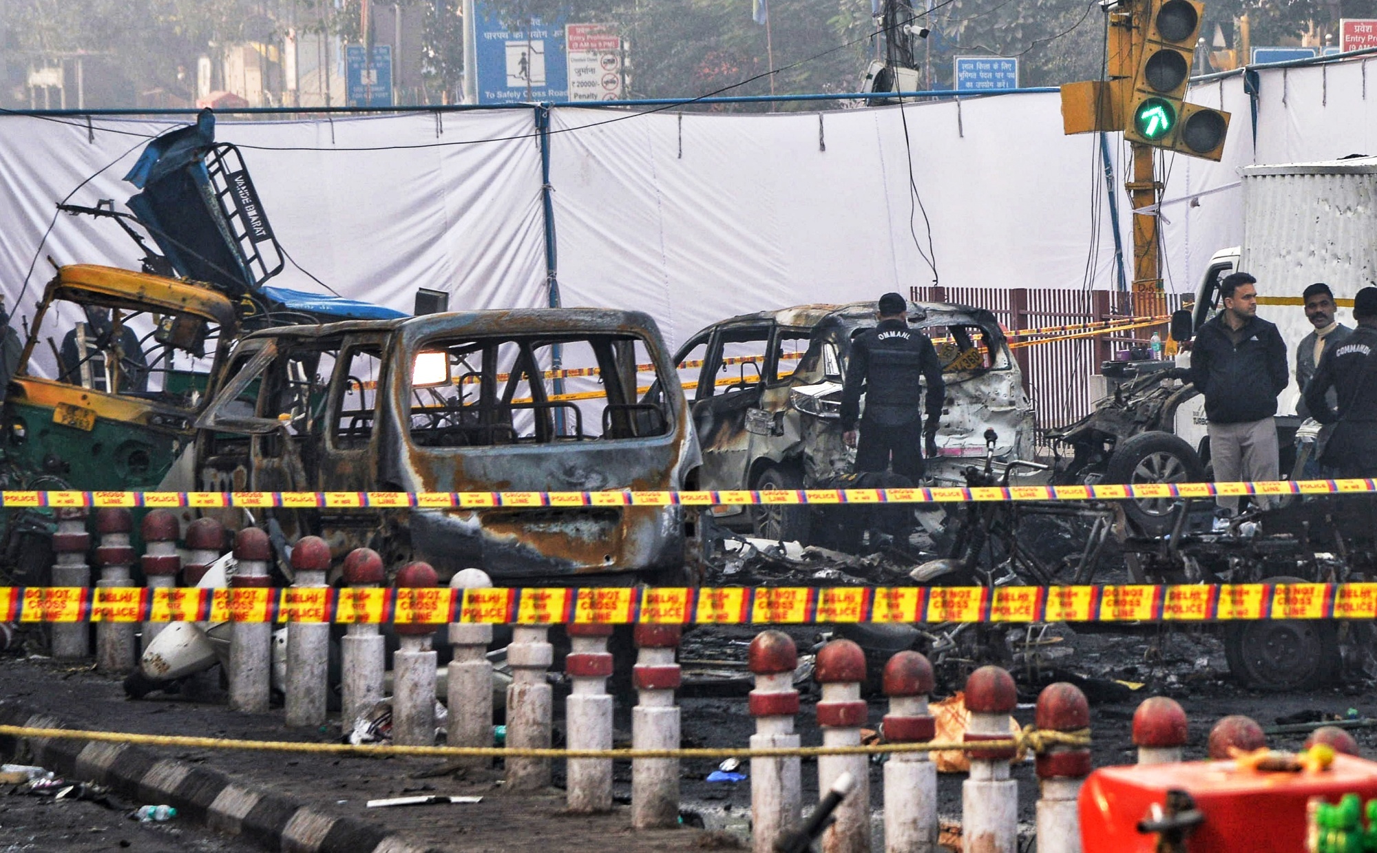 National Security Guard (NSG) team investigates the site of the blast.