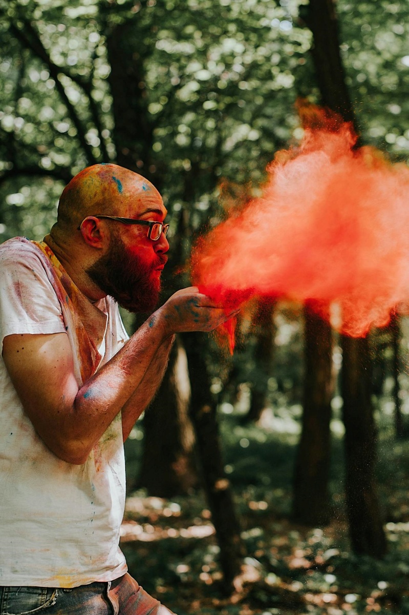 Man playing Holi