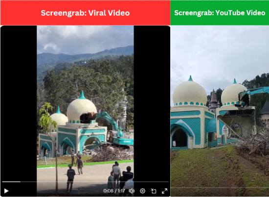 PTI debunked a viral video claiming bulldozers demolished a mosque-shaped building in India, clarifying it was an Indonesian theme park demolition.