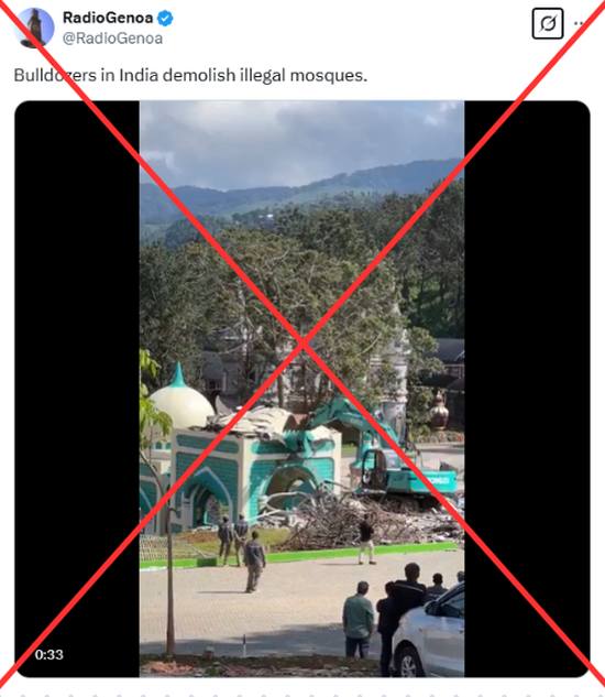 PTI debunked a viral video claiming bulldozers demolished a mosque-shaped building in India, clarifying it was an Indonesian theme park demolition.