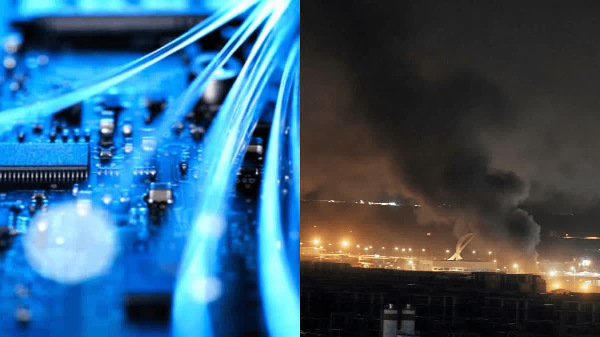 Fibre-optic cables (L) and nighttime bombing in West Asia