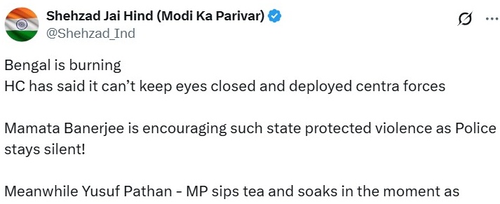 BJP National Spoekesperson Shehzad Poonawalla slams TMC