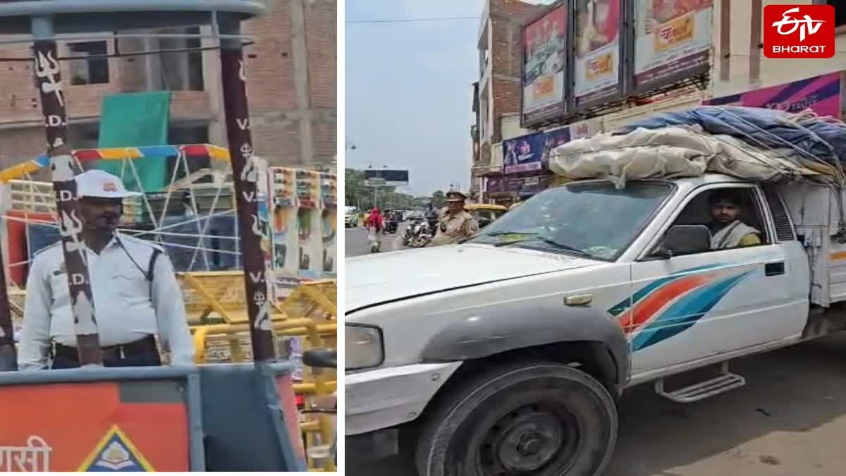 वाराणसी में ट्रैफिक पुलिस की सख्ती.