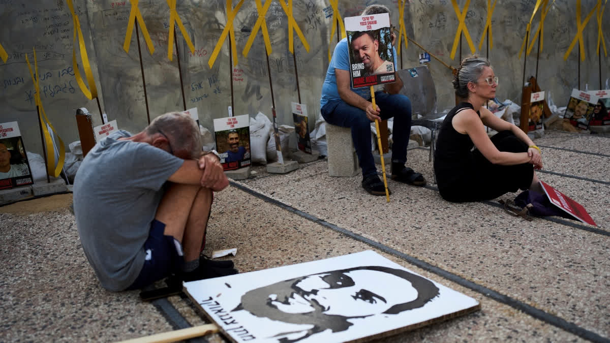 59 Palestinians In Gaza Are Killed By Israeli Airstrikes Or Shot Dead While Seeking Aid Relatives and supporters of Israeli hostages held in the Gaza Strip attend a rally demanding their release from Hamas captivity and calling for an end to the war, in Tel Aviv, Israel, Saturday, July 12, 2025.