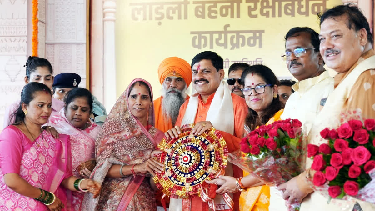 MP: Rs 250 'Rakhi Gift' For Women Under Ladli Behna Scheme, Monthly Help To Be Rs 1500 From Oct Madhya Pradesh Chief Minister Mohan Yadav being felicitated with a 'rakhi' during the "Rakshabandhan Utsav" program, at Raghunandan Garden in Ujjain on August 18, 2024.