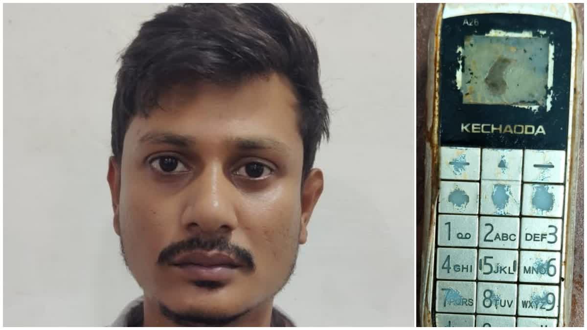 Daulat alias Gunda (30) and the phone that was found in his stomach.