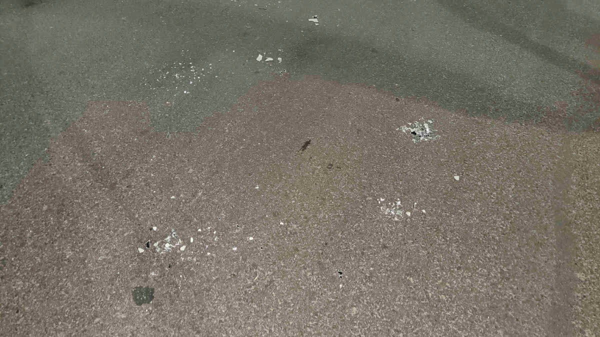 The glass pieces on the route.