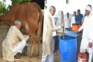 રાજ્યપાલ આચાર્ય દેવવ્રતે  ખેડૂતની વાડીએ દોહ્યું ગાયનું દૂધ