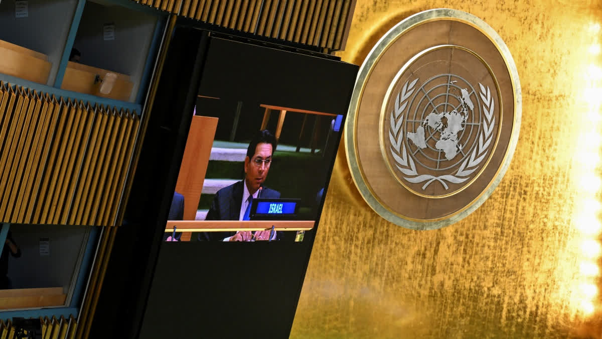 Israel Slams Pakistan At UNSC, Says 'Cannot Change Fact That Bin Laden Was Killed On Your Territory' A screen shows Israel’s Ambassador to UN Danny Danon during a General Assembly meeting at UN headquarters on September 12, 2025.