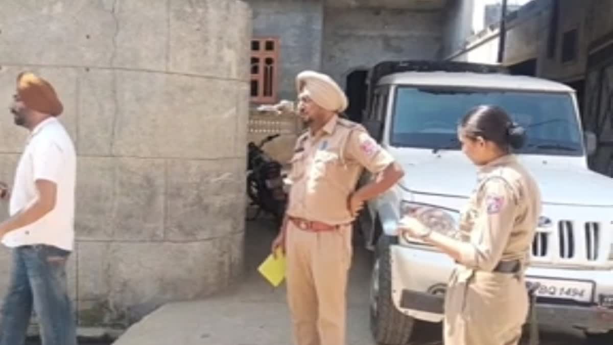 Police personnel at the house of at Punjabi singer Gulab Sidhu after firing incident.