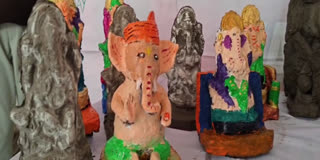Seed Embedded Clay Vinayaka