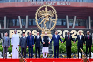 PM Modi with Russian President Vladimir Putin and other leaders at the BRICS summit.