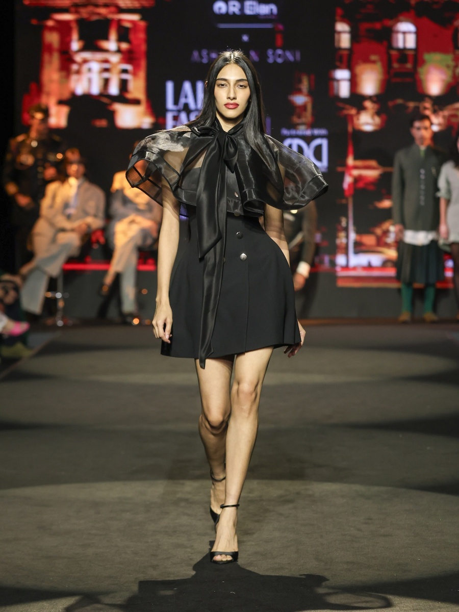 A model walks the ramp for Ashish N Soni's show