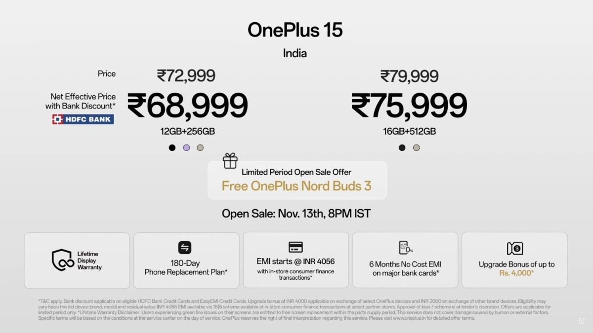 OnePlus 15 Launch offers