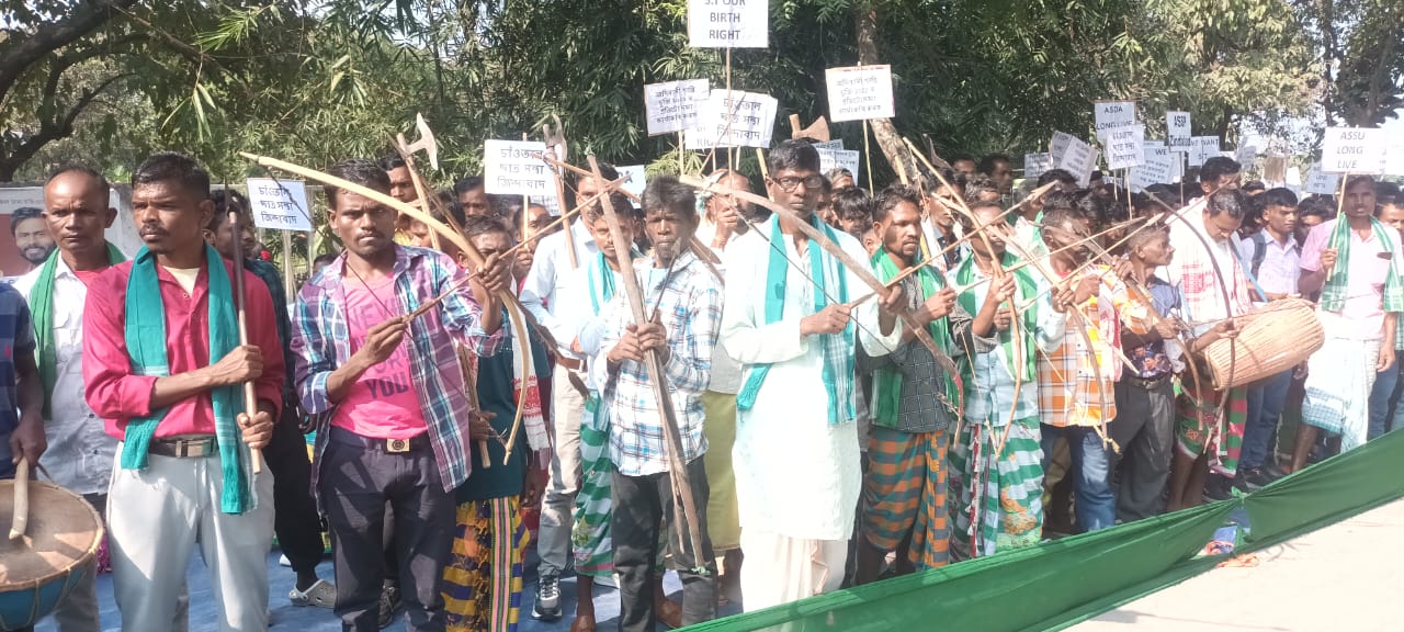 Santal Students' Union protests demanding full recognition of the indigenous people in Nagaon
