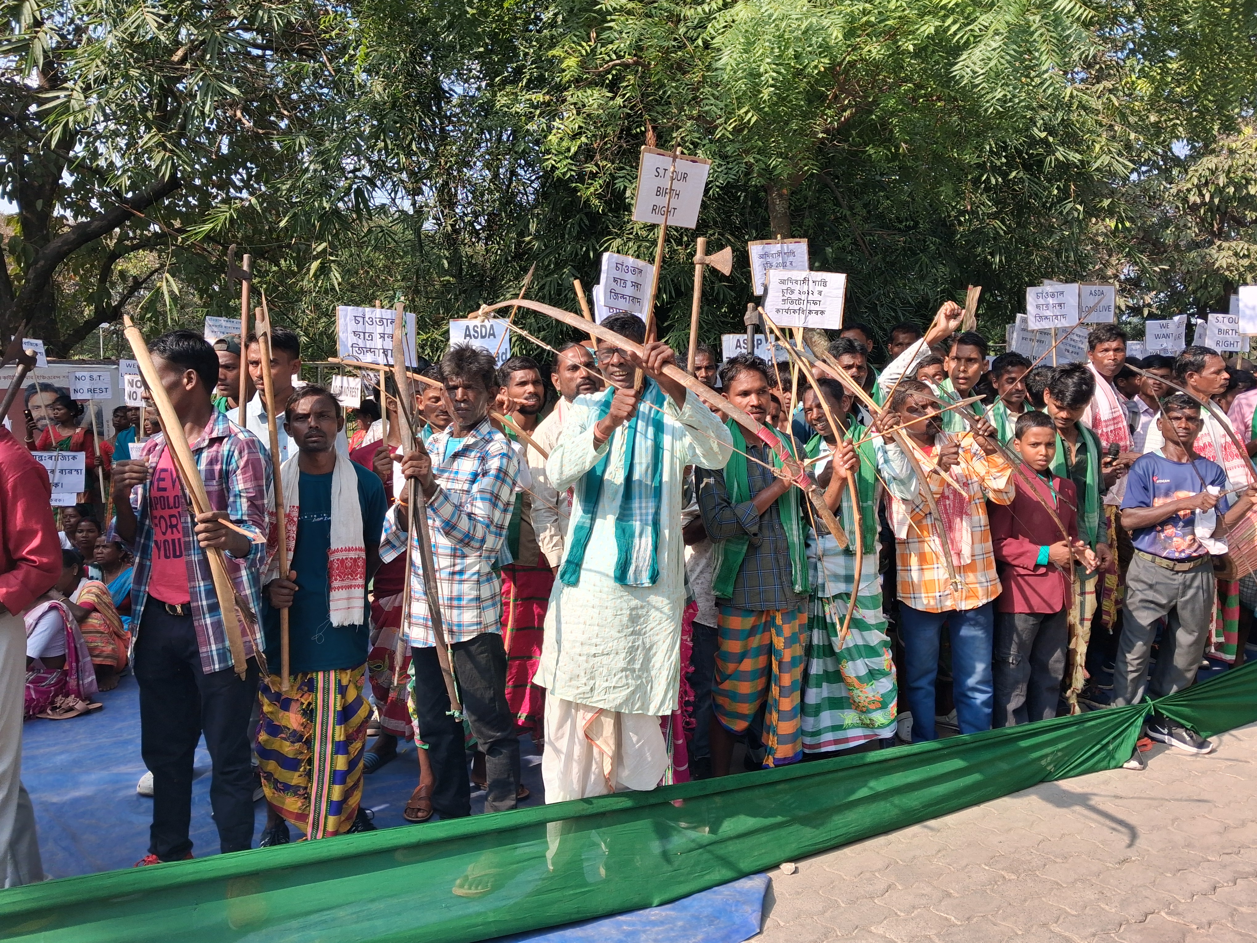 Santal Students' Union protests demanding full recognition of the indigenous people in Nagaon