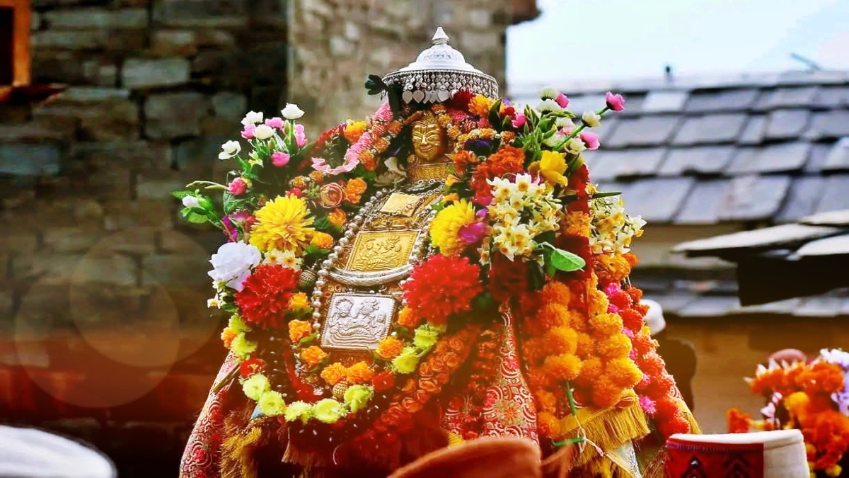 An idol of Lord Vishnu Narayan on Fagli festival in Kullu