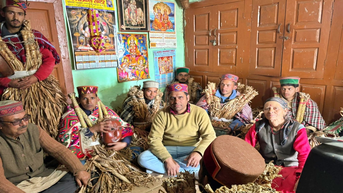 People wear special attire on Fagli festival in Kullu