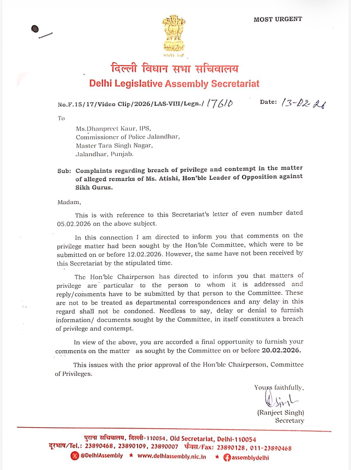 Delhi Assembly strict on Atishi case