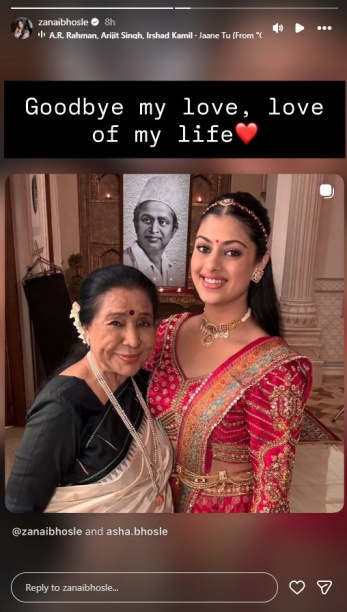 Zanai Bhosle's emotional post for Asha Bhosle