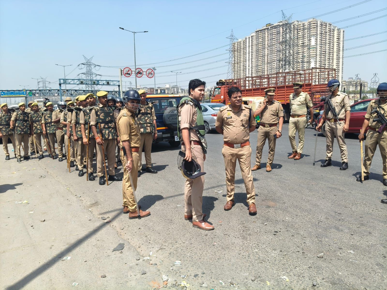 Police on alert in Ghaziabad.