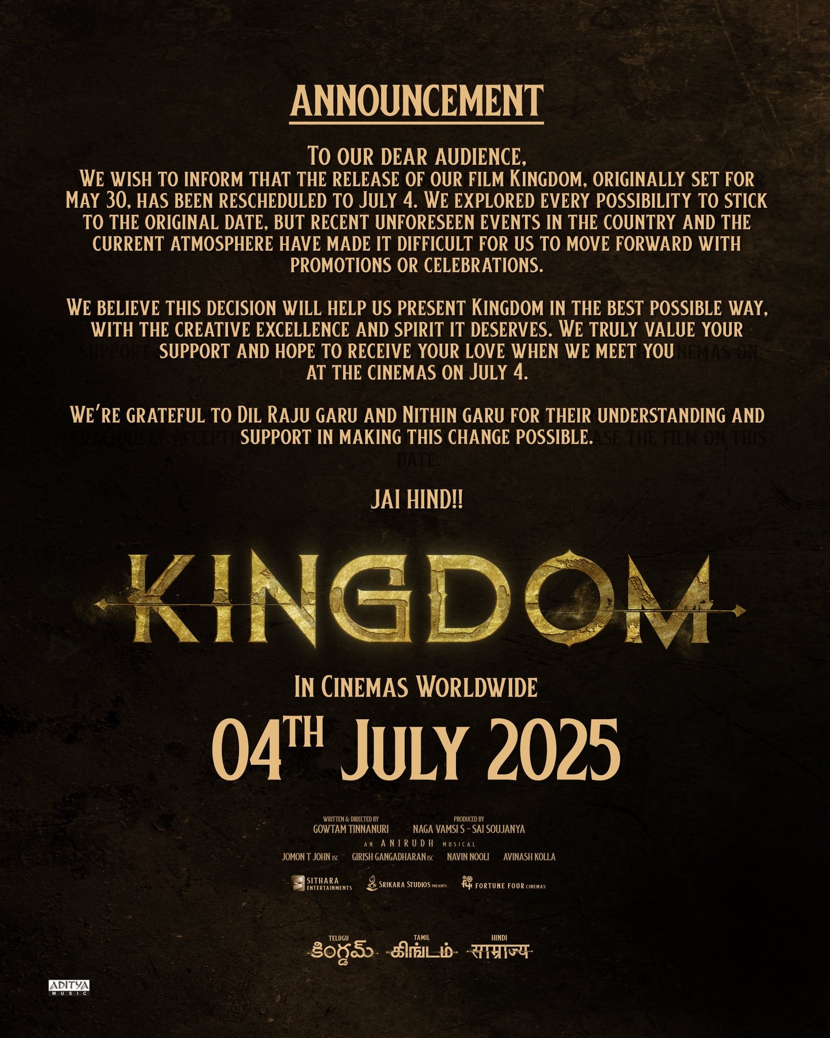 Vijay Deverakonda's Kingdom Postponed Amid India-Pakistan Tensions, New Release Date Announced