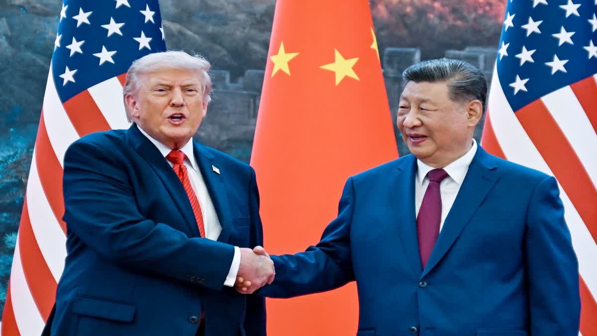 US President Donald Trump shakes hands with Chinese President Xi Jinping in Beijing