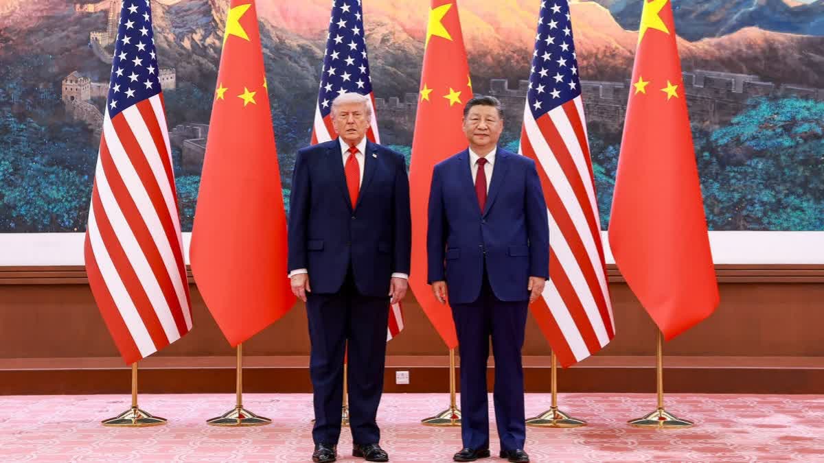 Chinese President Xi Jinping and U.S. President Donald Trump during a meeting in Beijing on Thursday, May 14, 2026