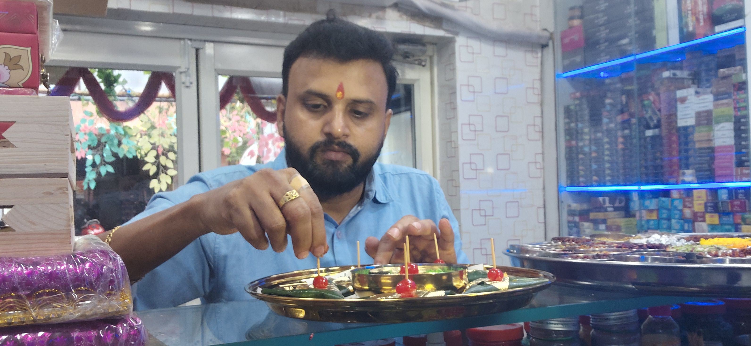 A betel shop owner in Bhubaneswar