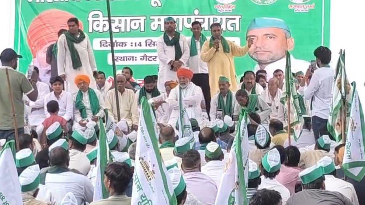 BKU leader Rakesh Tikait at the sit-in protest on Monday.
