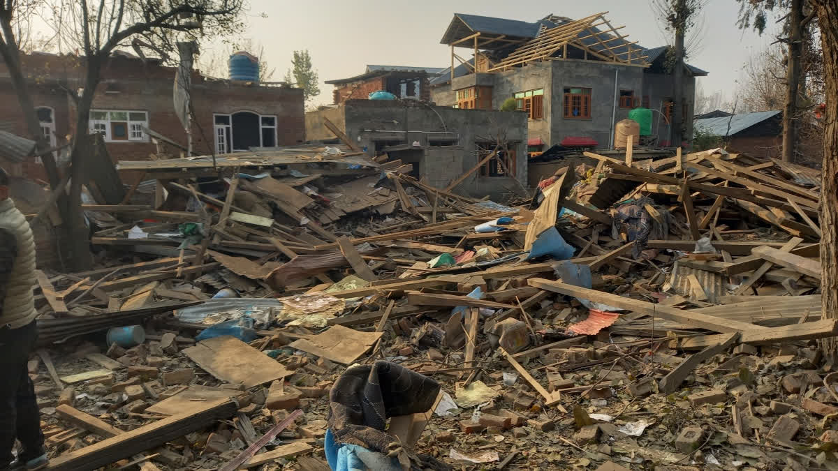 Security forces demolished the house of Delhi bomber Dr Umar Nabi