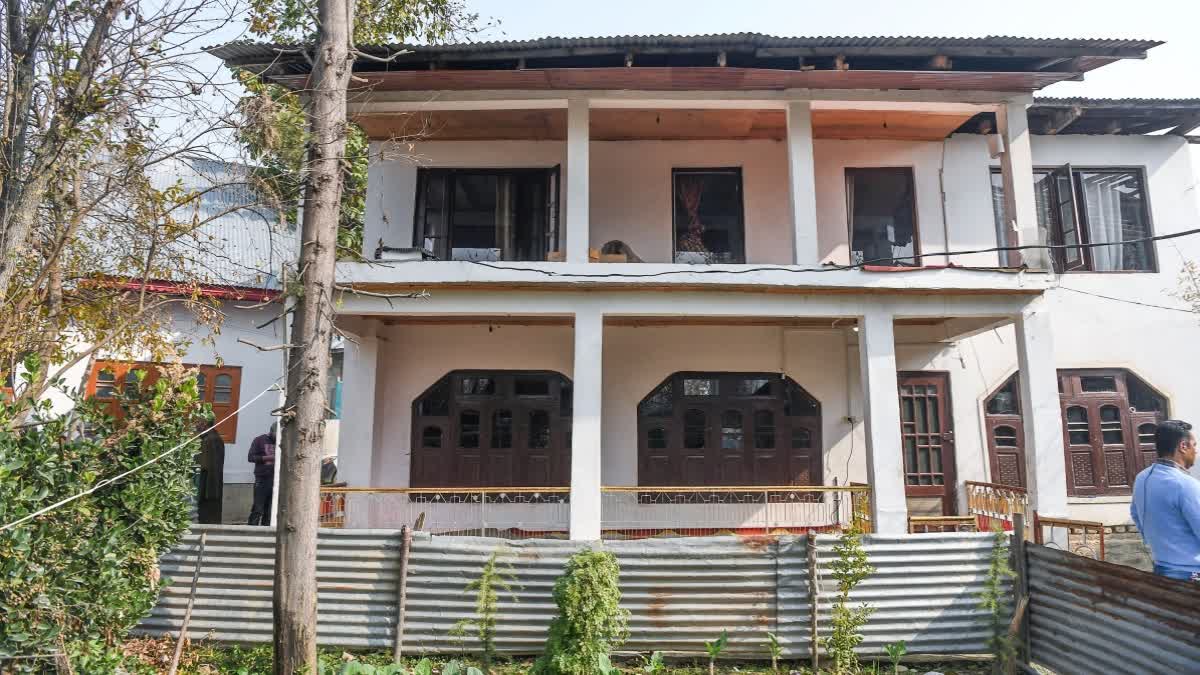 A View of a house belongs to Umar Un Nabi, a suspect in the blast near Red Fort, mourns his death at her house in Koil area, in Pulwama on Tuesday