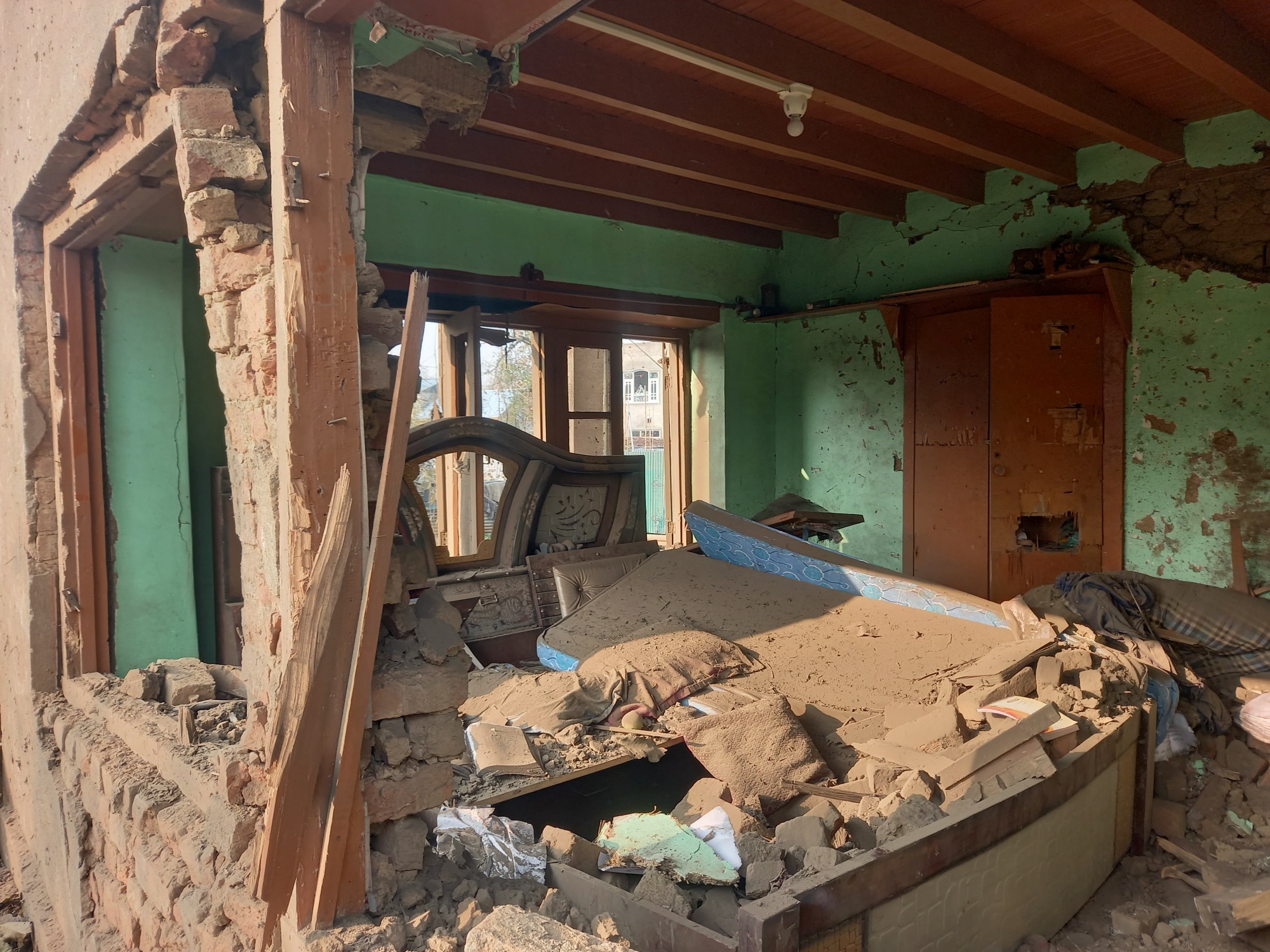 A picture of Umar Nabi's house demolished by security forces in Pulawama.