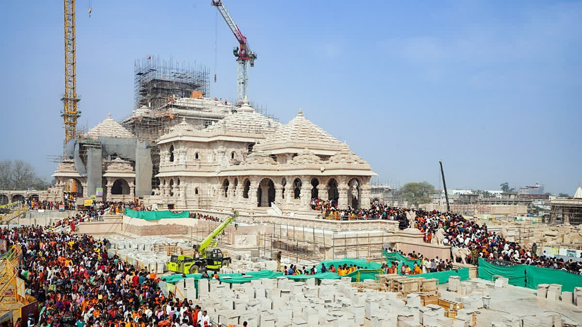 Ram Temple Trust To Meet On March 16 Devotees throng to offer prayers to Lord Shiva at the Shiva Temple set up on Kuber Tila in the premises of Shri Ram Janmabhoomi temple, on the occasion of Maha Shivaratri, in Ayodhya.