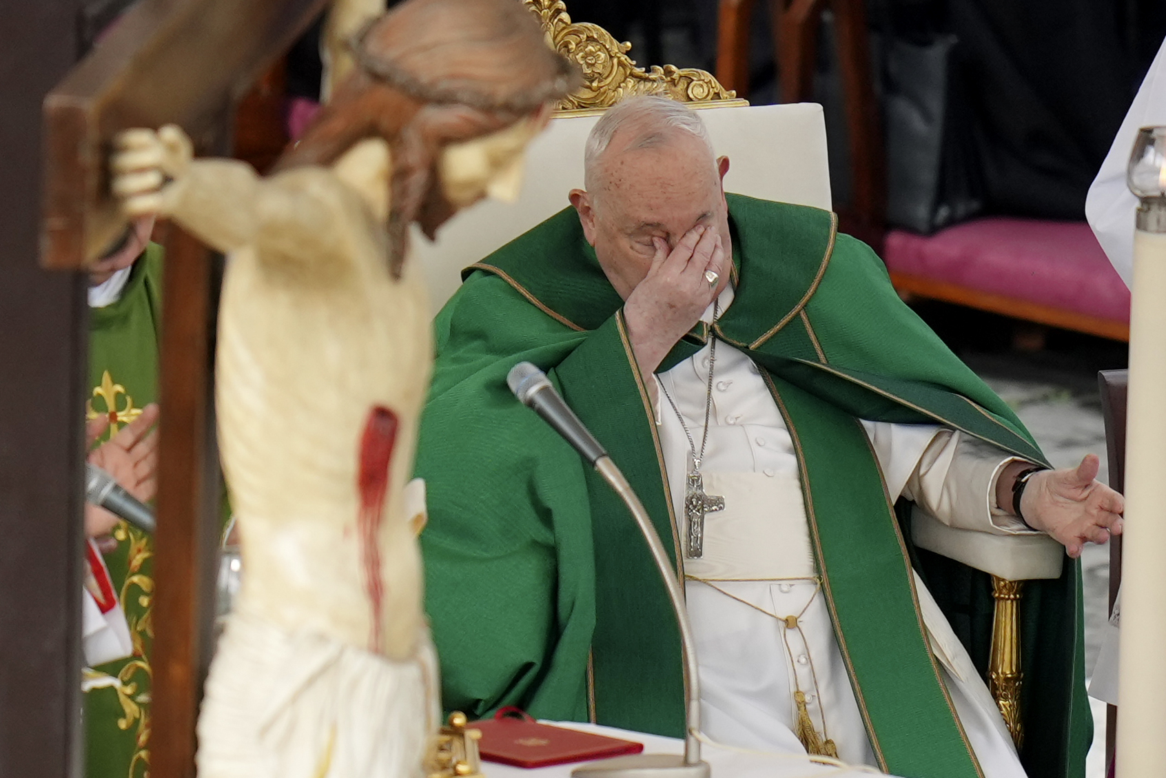 On March 14 , Pope marked his one month in the hospital. Vatican announces it will cease issuing morning updates about the pope's rest overnight and will issue fewer medical bulletins in a sign of the continuing improvements in the pope's medical condition.