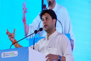 Union Minister for Development of North Eastern Region Jyotiraditya Scindia addresses a curtain raiser press conference for the North East Investor Summit 2025, in New Delhi.