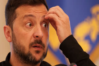 Ukrainian President Volodymyr Zelenskyy speaks to journalists during a press conference in Kyiv, Ukraine, on Wednesday, June 4, 2025.