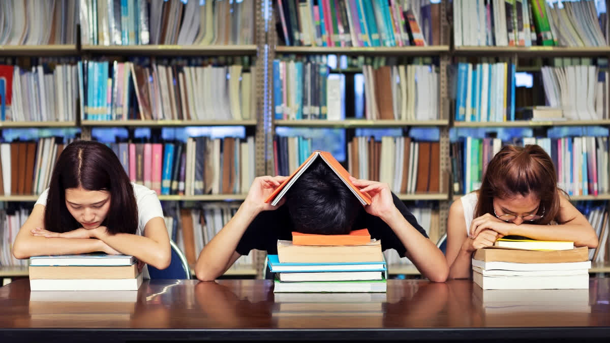 Marks Are Rising. Why Is Emotional Strength Falling? Students in a library