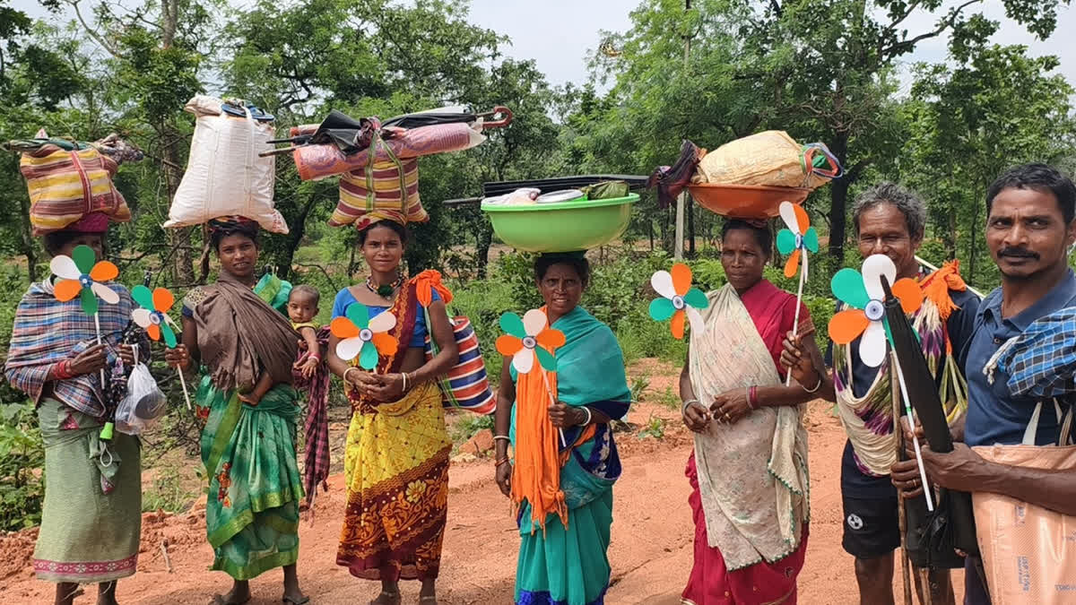 Villagers participate in Independence Day celebrations.