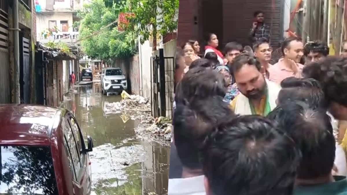 खानपुर में जलभराव को लेकर ग्रामीणों ने किया AAP विधायक का भारी विरोध