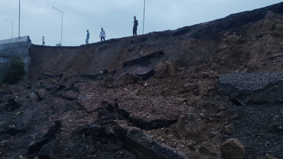 Debris scattered after collapse of high-level bridge wall