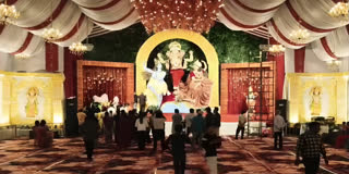 Kachhari Chowk Ke Raja Installed At 100-Ft-Tall Tirupati Balaji Temple Based Theme Pandal In Chhattisgarh's Janjgir-Champa Kachhari Chowk Ke Raja Installed At 100-Ft-Tall Pandal In Chhattisgarh's Janjgir-Champa