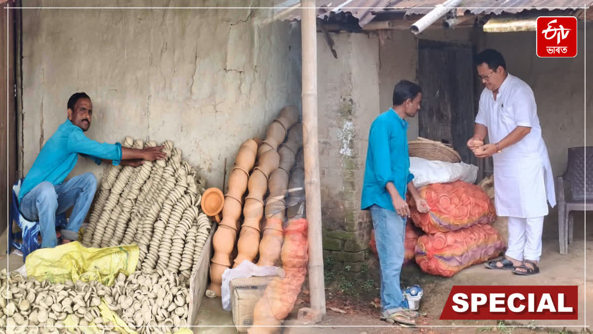 Potters are busy for Diwali and Kati Bihu at Moran, Dibrugarh