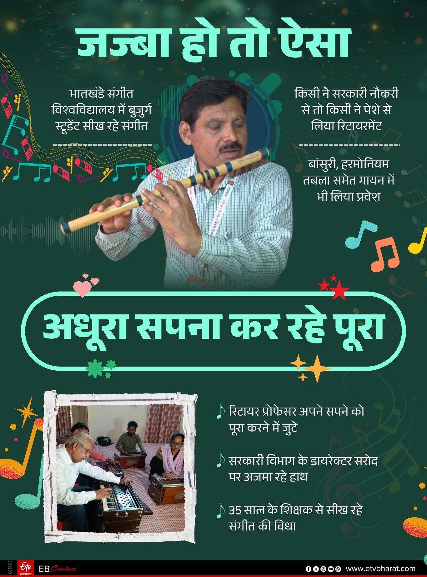 lucknow bharatkhande university 80 year old men learning harmonium tabla singing special story