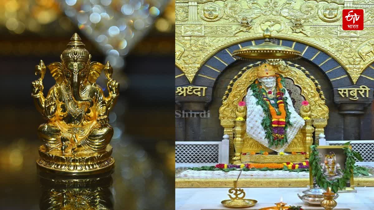 Golden Ganesha  idol to Shirdi Sai Baba