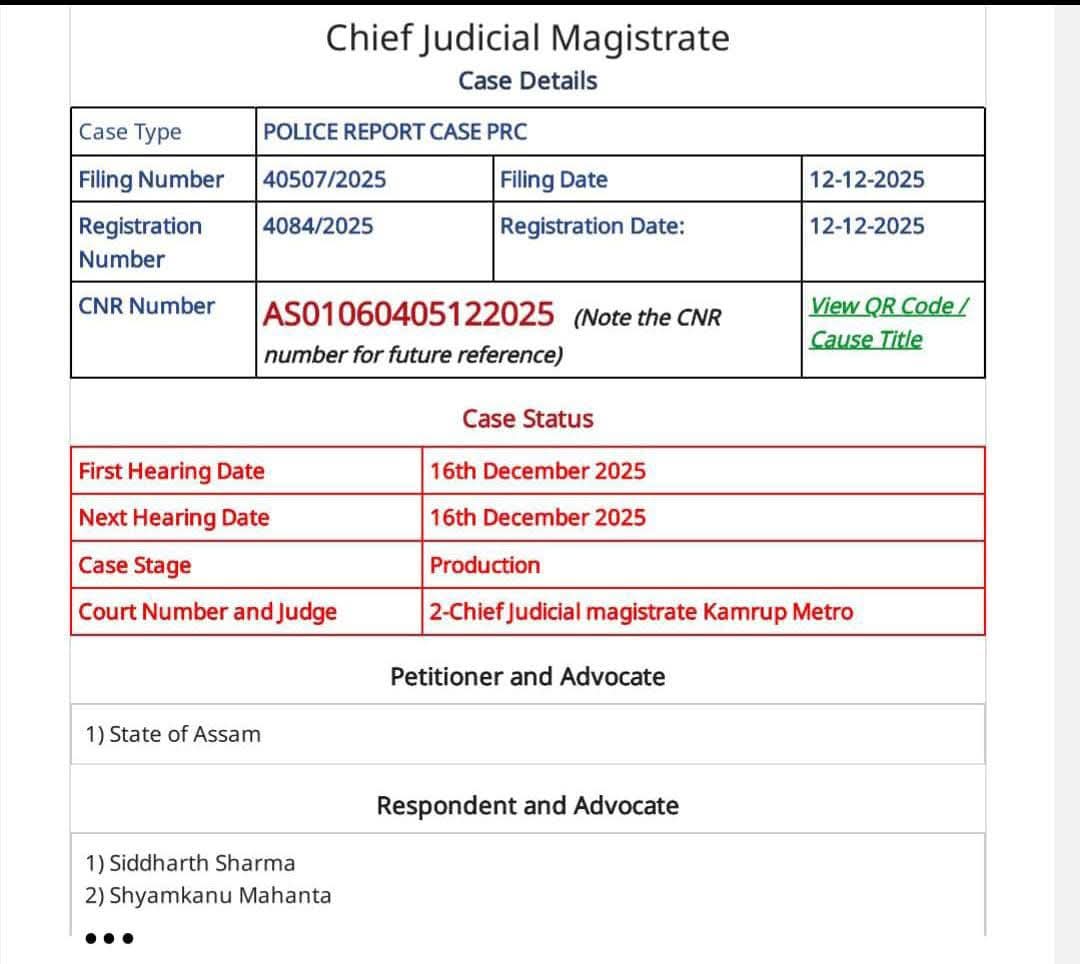 First Hearing in Zubeen Garg's Death Case Set on December 16, 2025